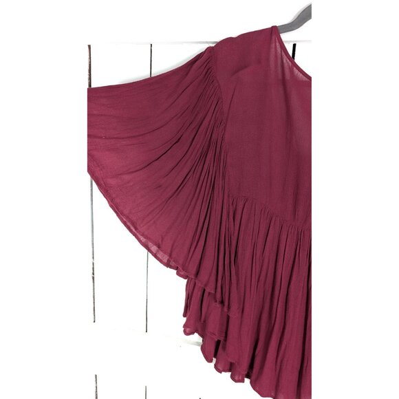 Embroidered floral gauzy bib bell sleeve caftan top - Picture 5 of 6